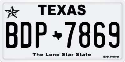 TX license plate BDP7869