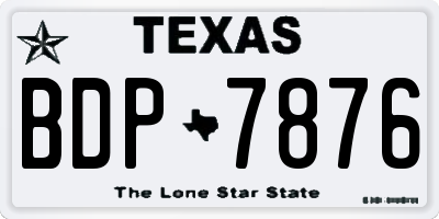 TX license plate BDP7876