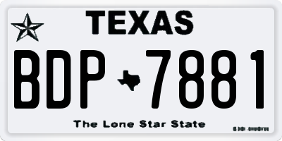 TX license plate BDP7881