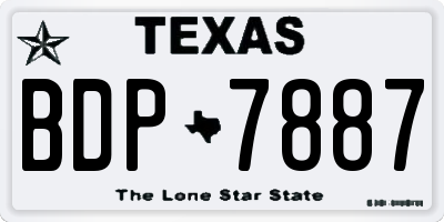 TX license plate BDP7887