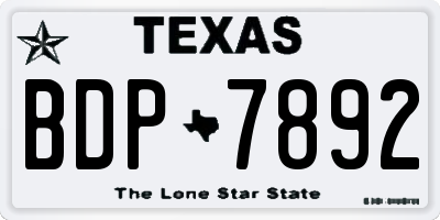 TX license plate BDP7892