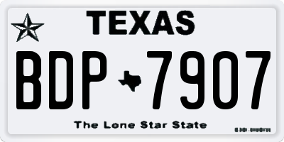 TX license plate BDP7907