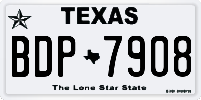 TX license plate BDP7908