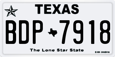 TX license plate BDP7918