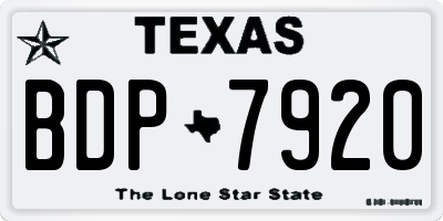 TX license plate BDP7920