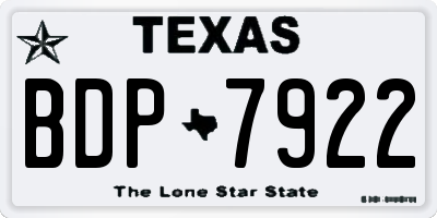 TX license plate BDP7922