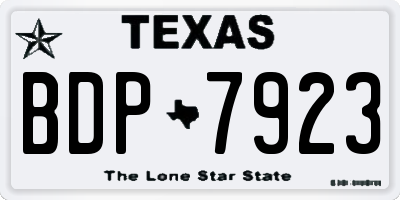 TX license plate BDP7923