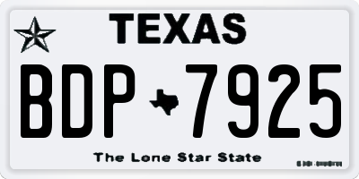 TX license plate BDP7925