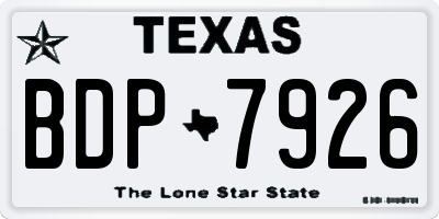 TX license plate BDP7926