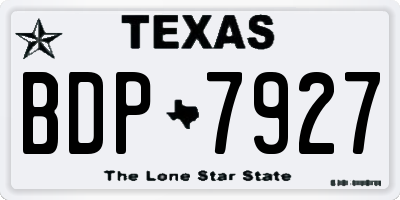 TX license plate BDP7927