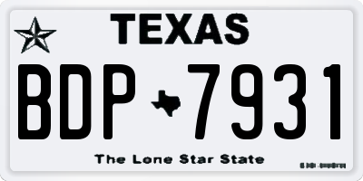 TX license plate BDP7931