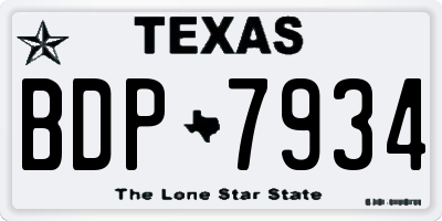 TX license plate BDP7934