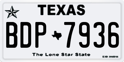 TX license plate BDP7936