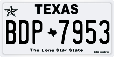 TX license plate BDP7953