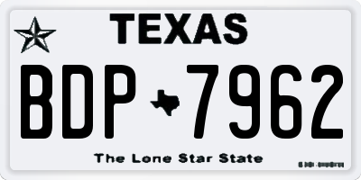 TX license plate BDP7962