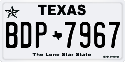 TX license plate BDP7967