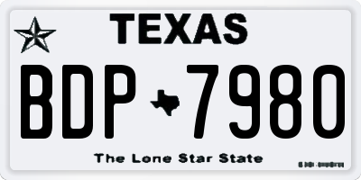 TX license plate BDP7980