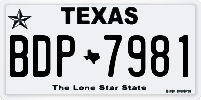 TX license plate BDP7981
