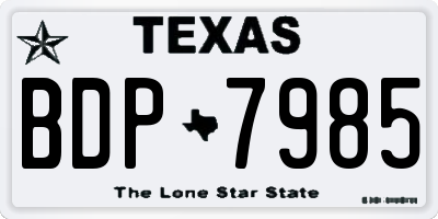 TX license plate BDP7985