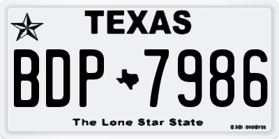 TX license plate BDP7986