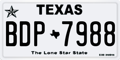 TX license plate BDP7988