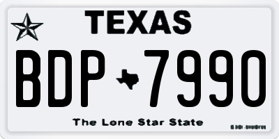 TX license plate BDP7990