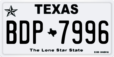 TX license plate BDP7996