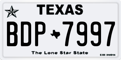 TX license plate BDP7997