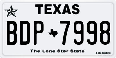 TX license plate BDP7998