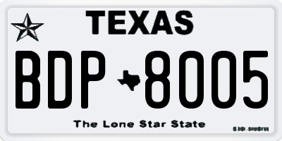 TX license plate BDP8005