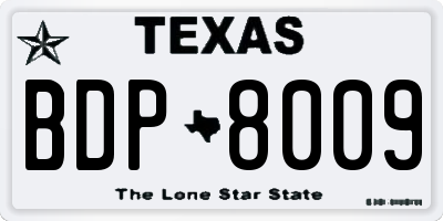 TX license plate BDP8009