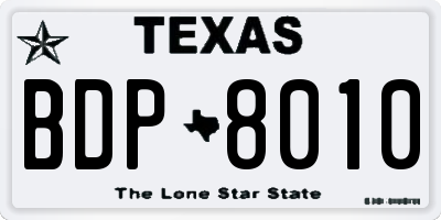 TX license plate BDP8010
