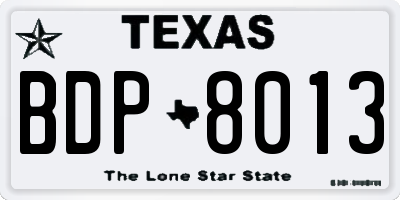TX license plate BDP8013