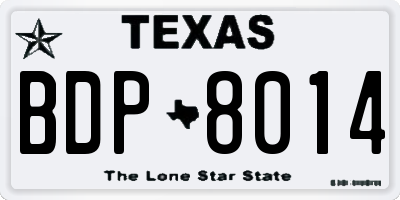 TX license plate BDP8014