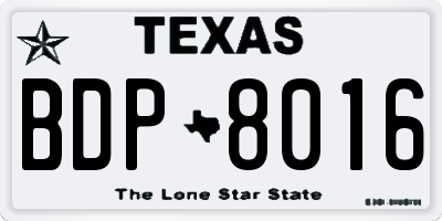 TX license plate BDP8016