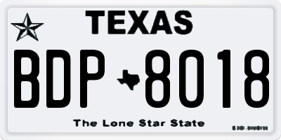 TX license plate BDP8018