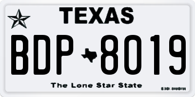TX license plate BDP8019