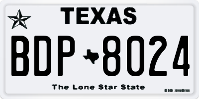 TX license plate BDP8024