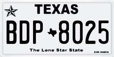 TX license plate BDP8025