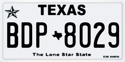 TX license plate BDP8029