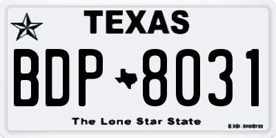TX license plate BDP8031