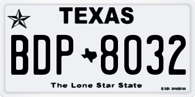 TX license plate BDP8032