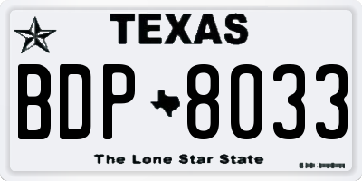 TX license plate BDP8033