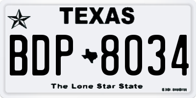 TX license plate BDP8034