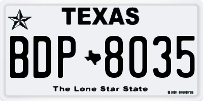 TX license plate BDP8035