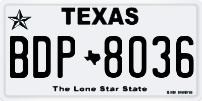 TX license plate BDP8036