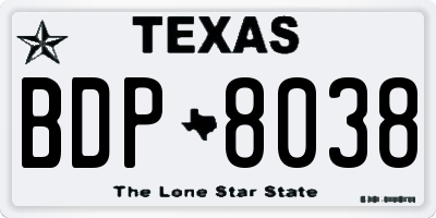 TX license plate BDP8038
