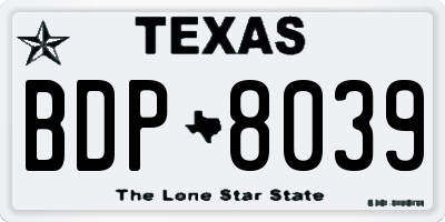TX license plate BDP8039