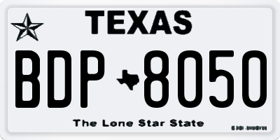 TX license plate BDP8050