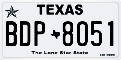 TX license plate BDP8051